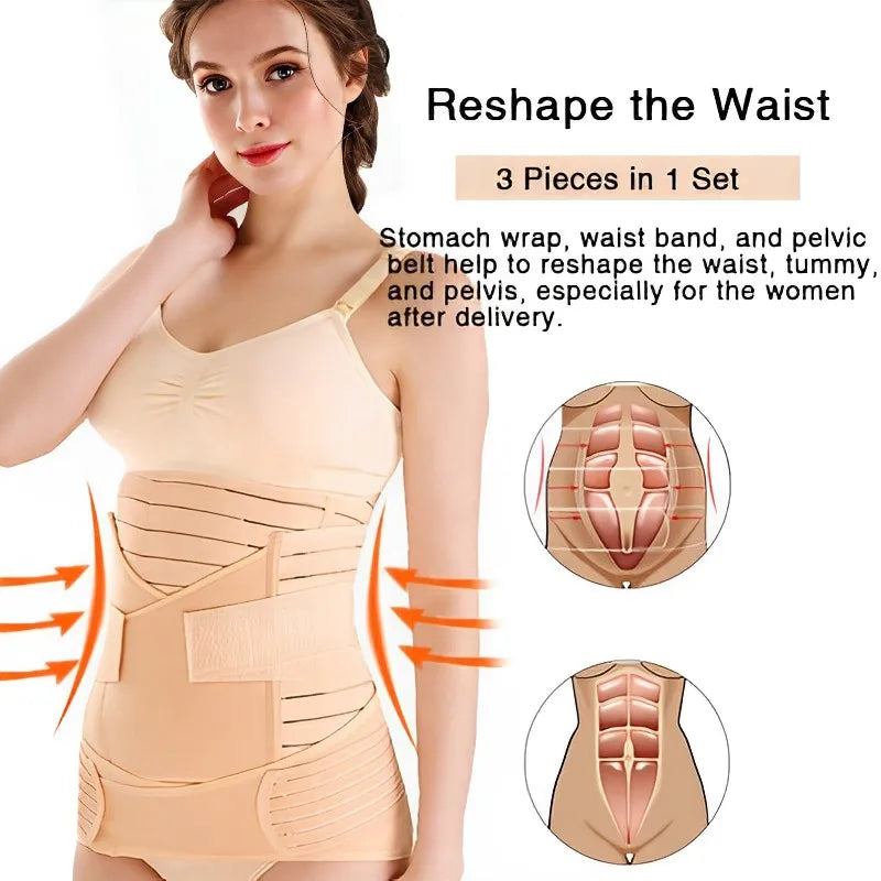 3in1 Postpartum Belly Band&Support Breathable After Pregnancy Belt Belly Maternity Bandage Band Pregnant Women Shapewear Clothes