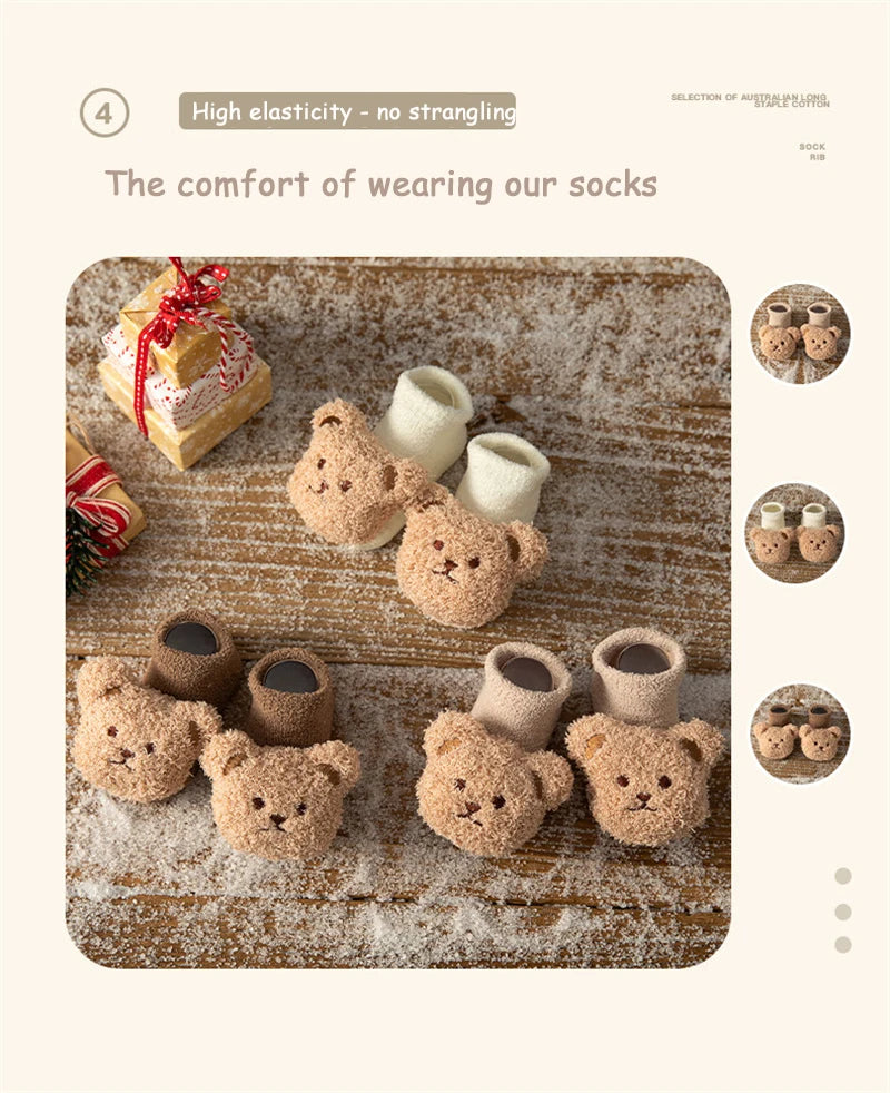 Cartoon Bear Rabbit Newborn Infant Warm Socks Autumn Winter Thickened Boys Girls Kids Sleep Socken Cute Baby Children Floor Sock