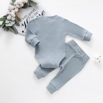 Ma&Baby 0-24M Newborn Infant Knit Baby Boy Girl Clothes Set Long Sleeve Button Romper Pants Outfits Autumn Spring Baby Clothing