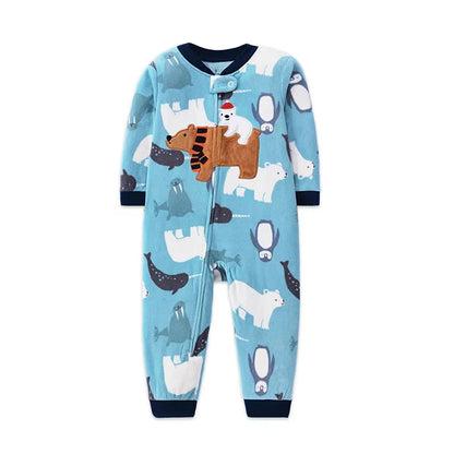 Winter Baby Kleidung Pyjamas Junge Mädchen Warme Säuglingsspielanzug Herbst Reißverschluss Fleece Overall Tier Overall Kleidung 9 12 18 24 Monate