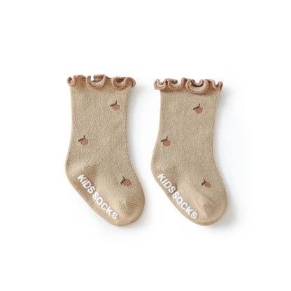 3 Paar rutschfeste Baby-Laufsocken mit Blumenmuster für Kinder, Kleinkinder, 0–5 Jahre, elastische kurze Schlauchsocken für alle Jahreszeiten