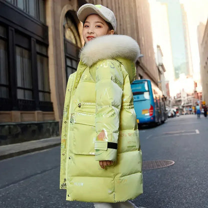 New Winter Down Cotton Jacket Girls Waterproof Hooded Coat Children Outerwear Clothing Teenage 5-16Y Clothes Kids Parka Snowsuit