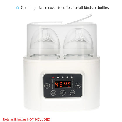 Baby Bottle Warmer 5-in-1 Digital Baby Food Heater with Timer Digital Display Double Bottle Steam Sterilizer Defrosting Warmer