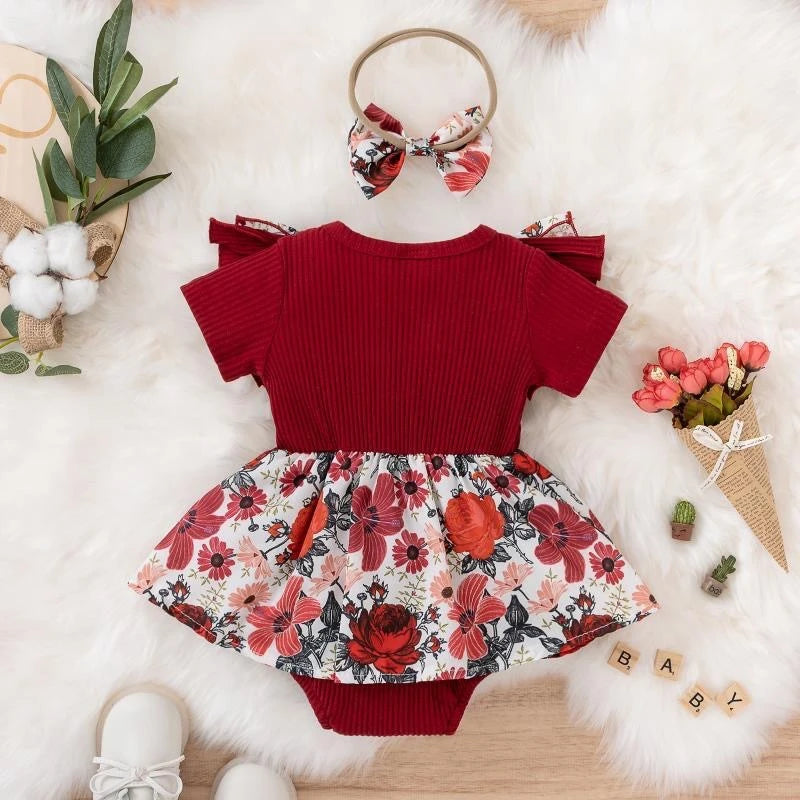 Sommer Baby Mädchen Kleid Mit Bowknot Gestreiften Overall Baumwolle Kleid Für Neugeborene Floral Kleidung Baby Krabbelkleidung