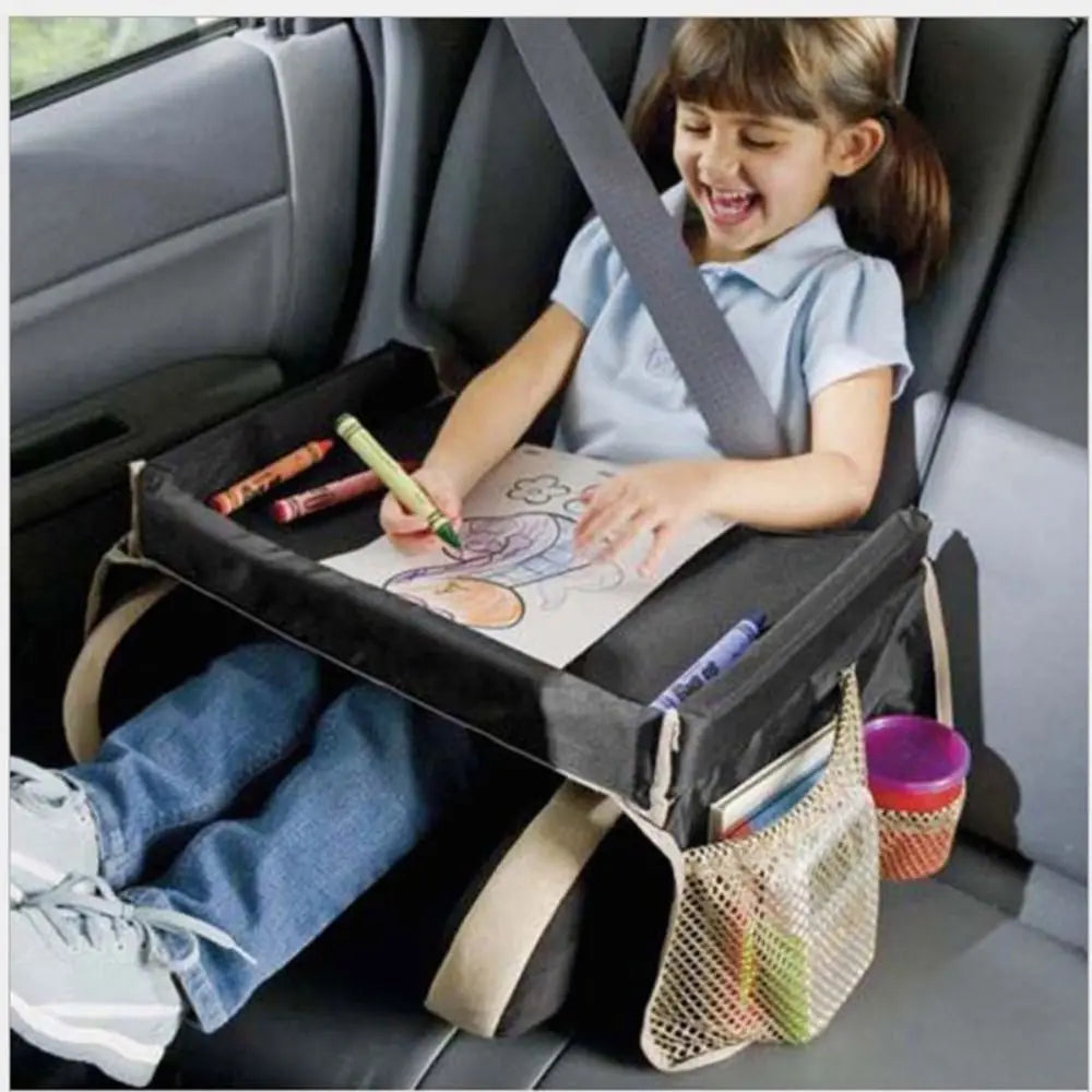 Table Waterproof Desk Drawing Board Storage Baby Car Seat Tray Stroller Kids Toy Food Holder Car Child Table Storage Snack Tray