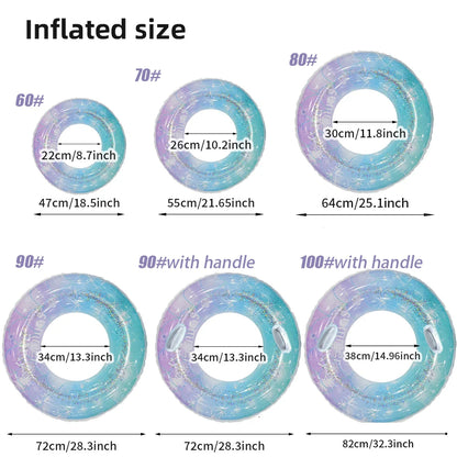 Sequin Starry Sky Inflatable Swim Ring - Thickened PVC Swimming Circle for Pool and Beach