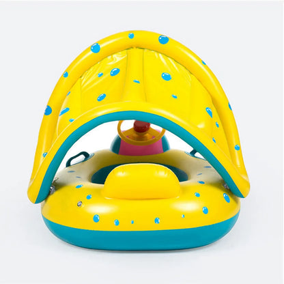 Inflatable Sunshade Seat Ring with Steering Wheel - Baby Swimming Pool Floating Seat