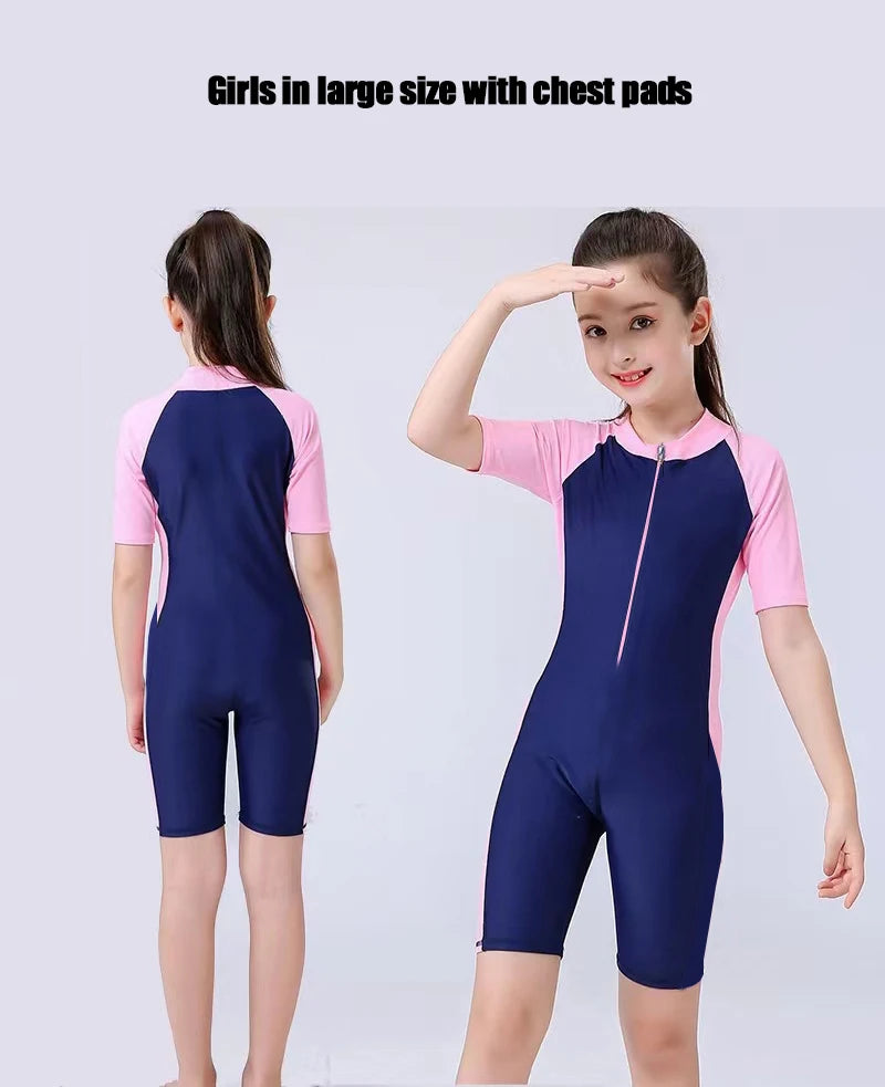 Children's Swimsuit Boys and Girls One-Piece Training Suit Swimsuit Middle-Aged Children boys and Girls Set