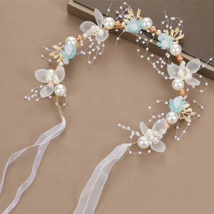 Children's Garland Headband Pearl Crown Girl Princess Korean Headdress Performance Flower Girl Wedding Accessories For Kids