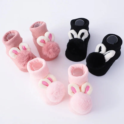 2Pcs Set Baby Socks and Headband - Cute Plush Ball Newborn Short Socks and Hairband Photo Props