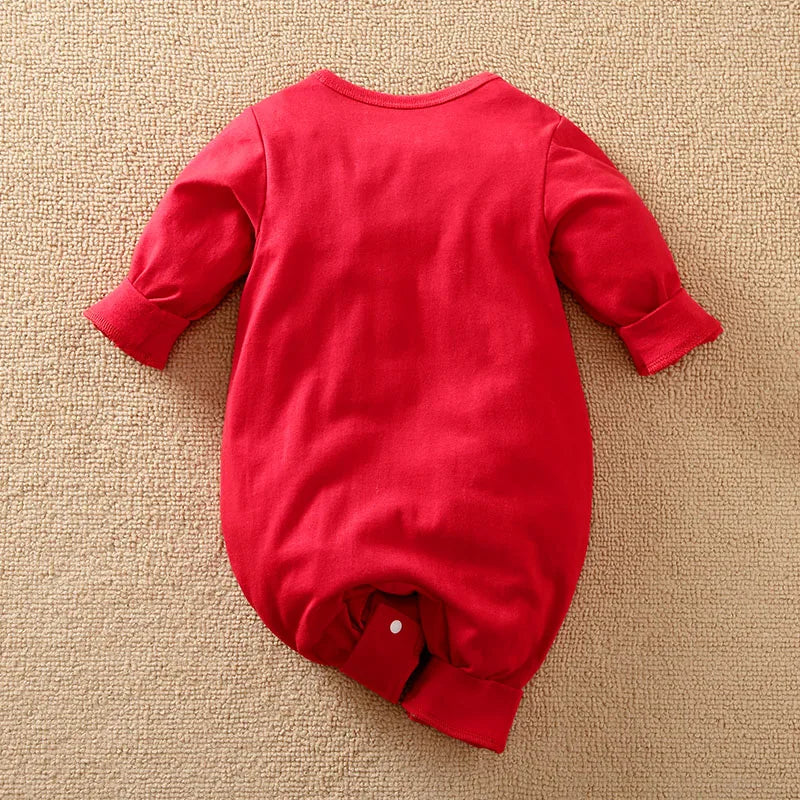 0-18m Neugeborenenkleidung Niedlicher Cartoon-Elefant-Druck Lässige Baumwolle Bequemer und weicher Frühlings- und Herbst-Baby-Overall mit langen Ärmeln