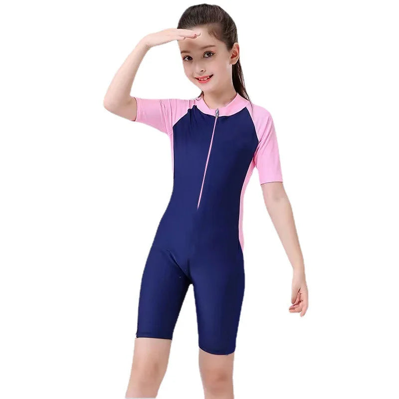 Children's Swimsuit Boys and Girls One-Piece Training Suit Swimsuit Middle-Aged Children boys and Girls Set