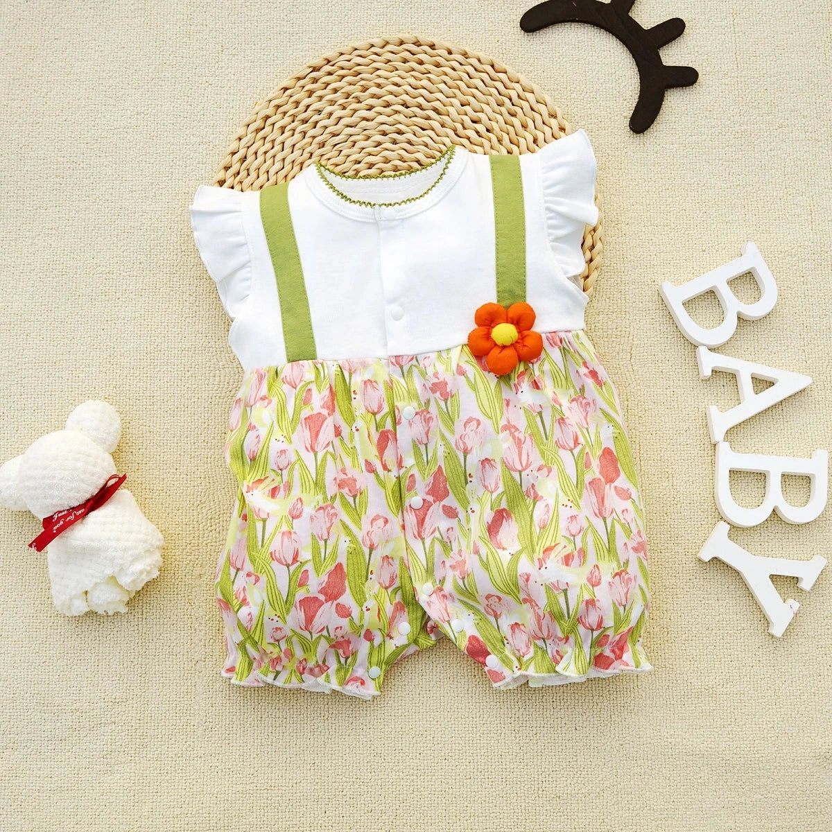 3-18M Summer Clothes for Baby girls Short Sleeve toddlers cute cotton rompers baby boy clothing print boutique clothes onesie