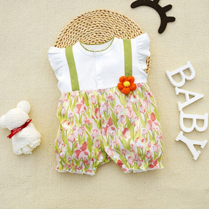 3-18M Summer Clothes for Baby girls Short Sleeve toddlers cute cotton rompers baby boy clothing print boutique clothes onesie