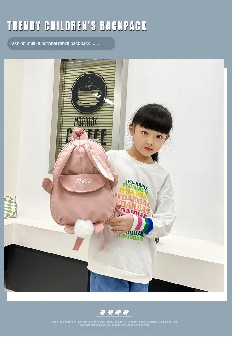 New Fashion Children School Bags Bunny Portable Backpacks Kids Travel Rucksacks Cute Boys and Girls School Book Backpack 20L