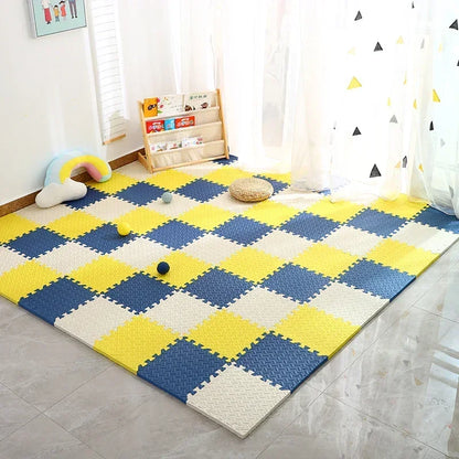 12 Pcs Foam Kids Room Carpet & Baby Play Gym Mat - Soft Interlocking Puzzle Tiles