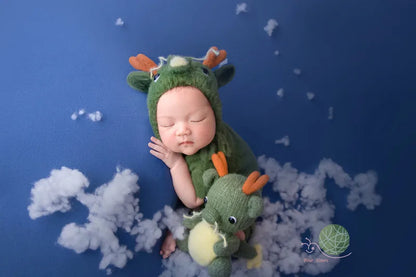 ❤️Newborn Photography Clothing Dragon Hat+Jumpsuit+Tail+Doll 4Pcs/Set Baby Photo Props Accessories Studio Shoot Clothes Outfits