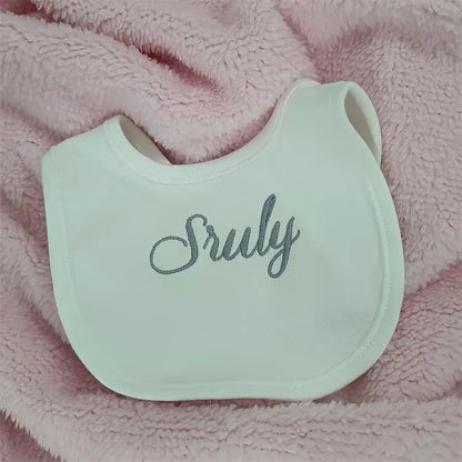 Name Personalised Baby bib 100% cotton White Newborn Baby Saliva Funny Birthday Gift For Baby Boys and Girls shower gift