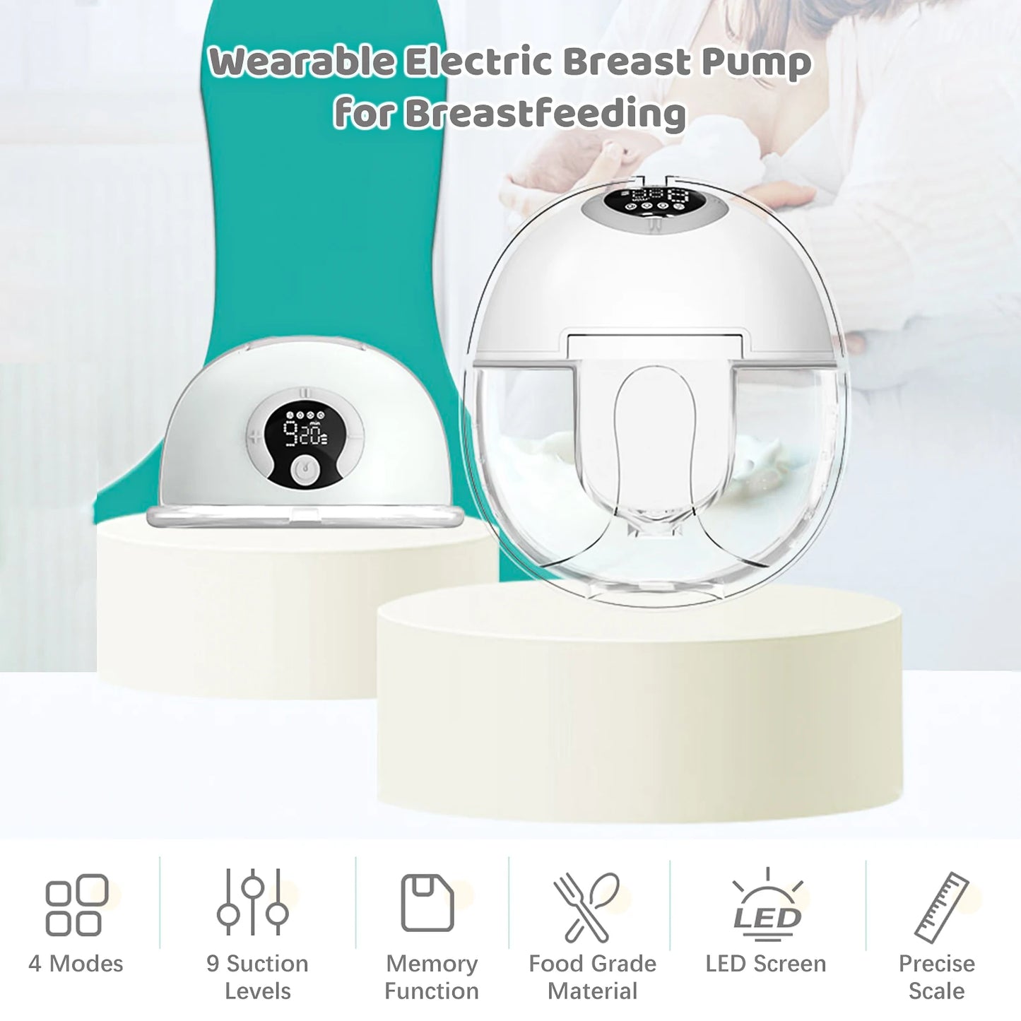 S32 Wearable Wireless Breast Pump Breast Massage Lactagogue New Upgraded Electric Breast Pump Hand Free and BPA-free