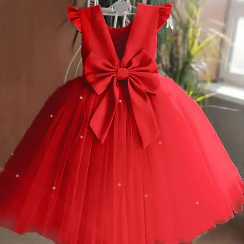 Süßes Baby Mädchen Kleid für Party Prinzessin Perlen Mesh Kleider für Kinder Geburtstag Ball Kostüme für Blumenmädchen 1-5Y Säuglingskleidung