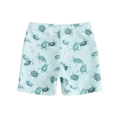 VISgogo Kids Boys Swim Trunks Summer Dinosaur/Plaid/Turtle Print Elastic Drawstring Board Shorts Toddler Swimwear Bathing Suit