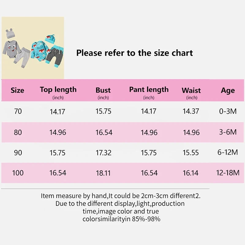 3PCS Autumn/Winter Children's Infant Creeper Bodysuit Cute Animal Print Elephant Fox  Pants Holiday Party Travel Clothing 0-24M