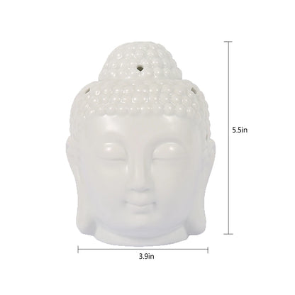 Buddha-Kopf-Brenner für ätherische Öle, Wachsschmelzbrenner, Aromatherapieofen, Keramik-Öldiffusor, Teelichthalter, Ornament