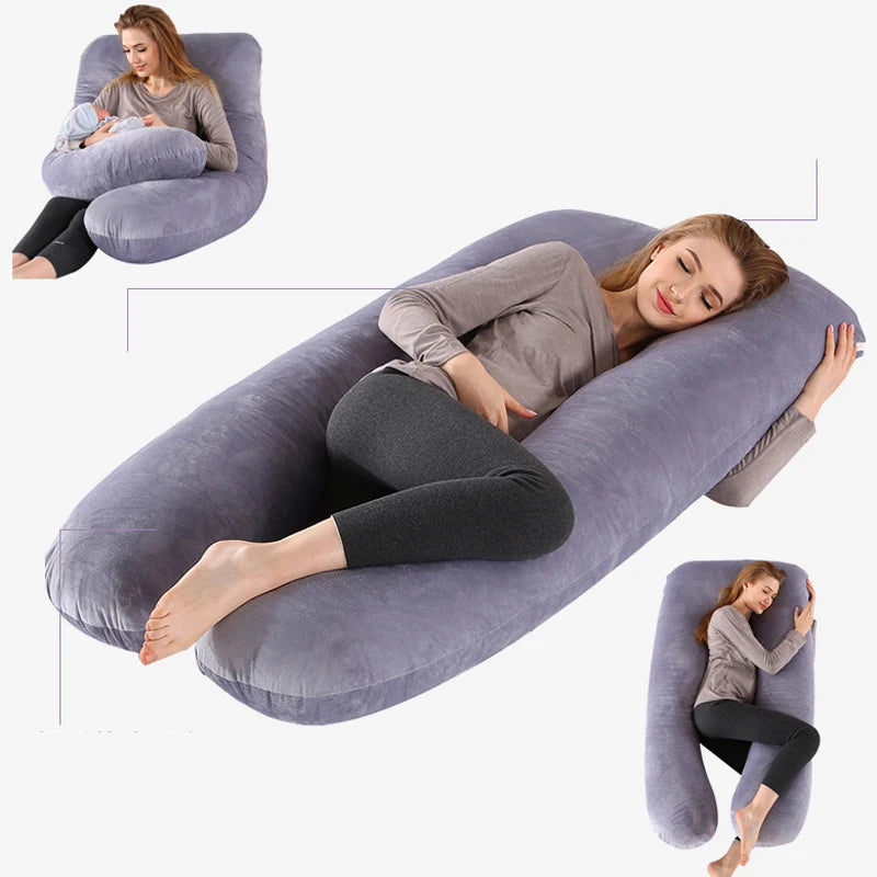 Crystal Velvet Pregnant Women's Waist Support Side Sleeping Pillow Pregnancy Support Belly Pillow Special Pillow for Pregnancy