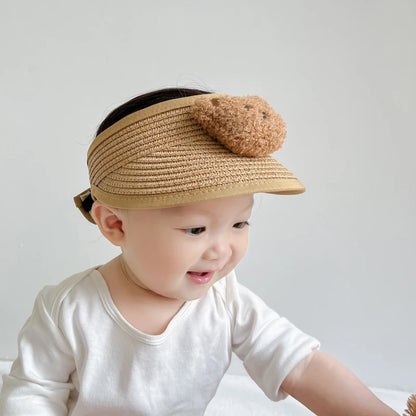 Korean Style Children Straw Sunhats Summer New Foldable Empty Snapback Baseball Caps For Boys Girls Cute Sunshade Fishing Hats