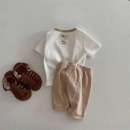 2024 Korea Style Summer Baby Set - Toddler Boy and Girl T-Shirt and Shorts 2-Piece Clothing Set