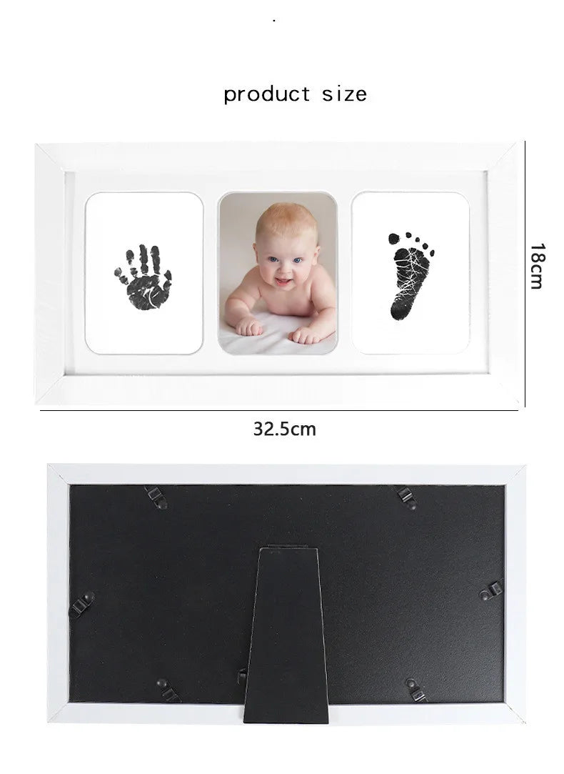 Neugeborenes Baby DIY Hand- und Fußabdruck-Set, Stempelkissen, Bilderrahmen, Handabdruck, Kleinkinder, Souvenir-Zubehör, sicheres, sauberes Babyparty-Geschenk