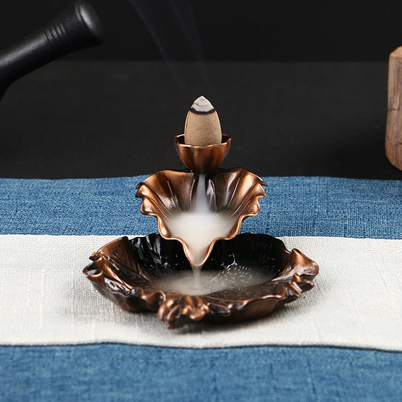 Leaf Tower Incense Ceramic Burner Fragrance Holder Backflow Censer Creative Aromatherapy Smoke Reflux Stick