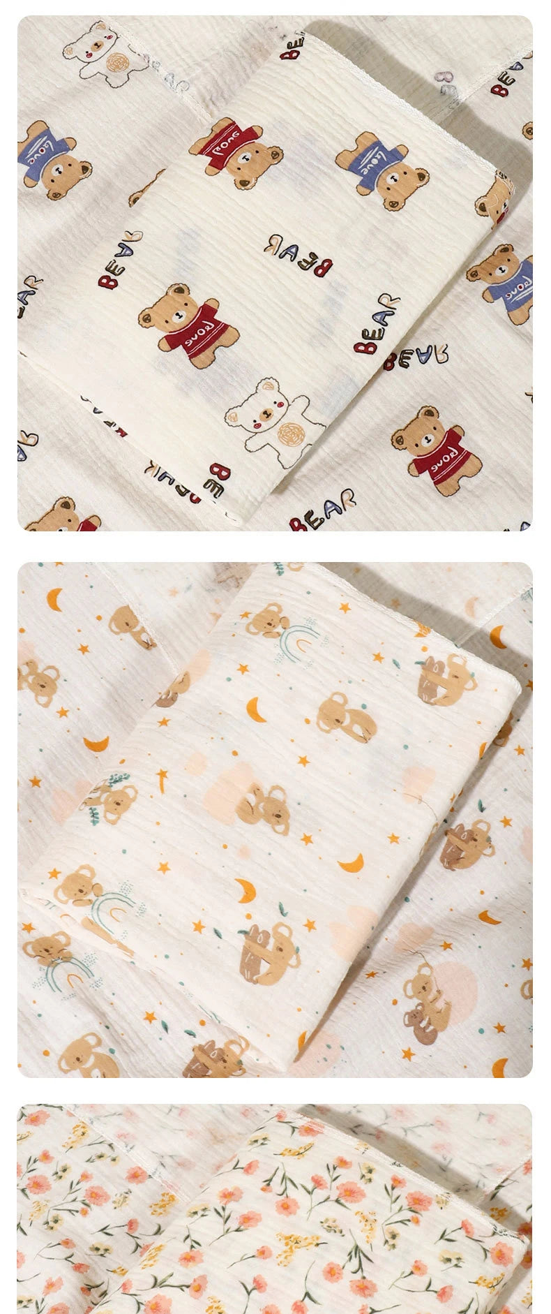 2-Piece 80x80cm Cotton Muslin Baby Receiving Blankets - Newborn Swaddle & Bath Towels