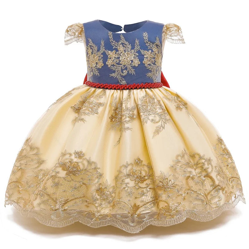 Baby Girl Dress for Birthday Party Flower Lace Vintage Luxury Dress for Kids Holiday Ceremony Costume Girls Princess Dress