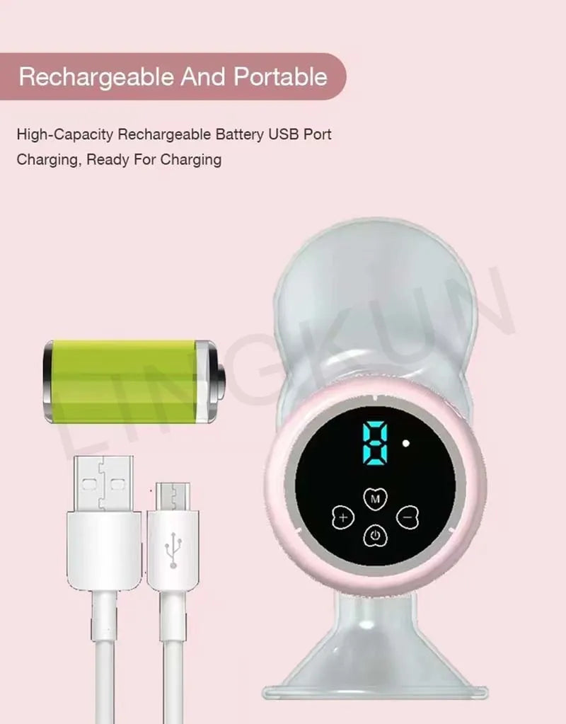 Automatische elektrische Milchpumpe, wiederaufladbare, tragbare Milchpumpe, leise, starke Saugkraft, angenehmes, schmerzloses und geräuschloses Stillen