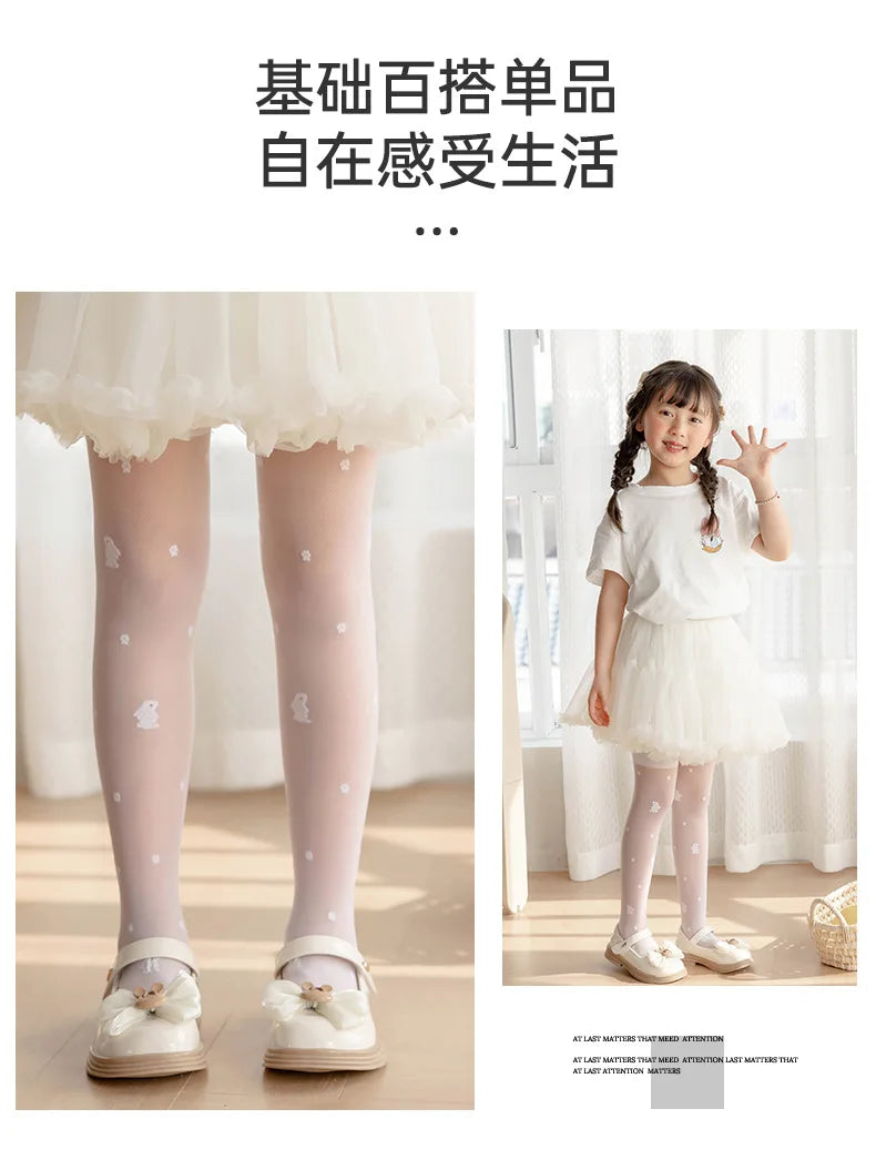 Summer thin children Tights girls stockings baby rabbit anti-mosquito sox leggings hook silk stocking dance pantyhose