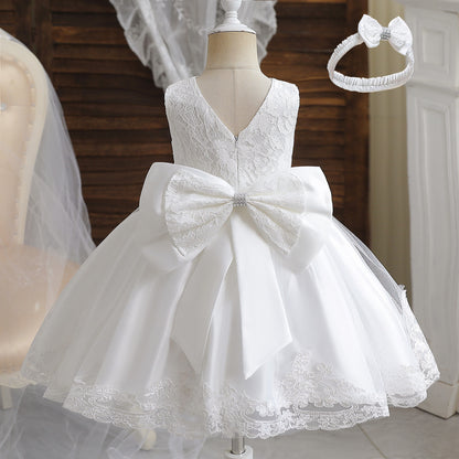 Mädchen Formelle Hochzeit Party Kleid für 1-5 Jahre Säugling Geburtstag Taufe Spitze Elegantes Kleid Weihnachtsblumenkleider für Baby Mädchen