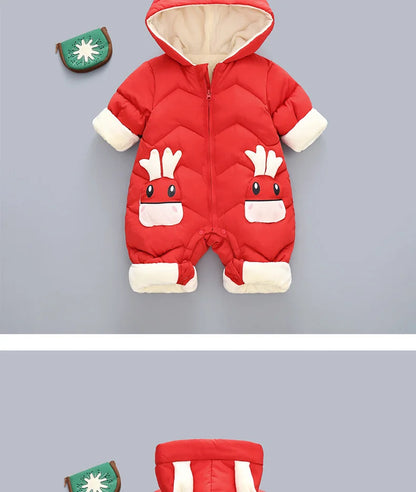 New born Warm Baby coat Winter Hooded Rompers Thick Jumpsuit Overalls Snowsuit Children Boys Clothing kids clothes DropShipping