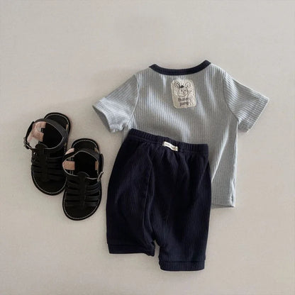 2024 Korea Style Summer Baby Set - Toddler Boy and Girl T-Shirt and Shorts 2-Piece Clothing Set