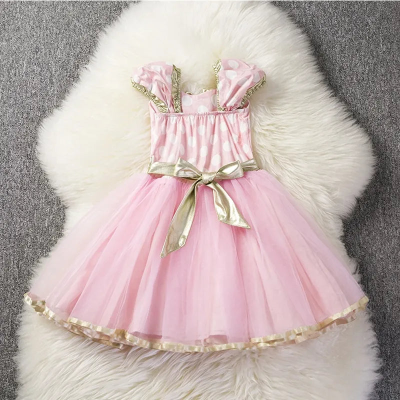 Mini Maus Baby Mädchen Kleider 2-6 Jahre Cosplay Prinzessin Kostüm für Mädchen Kinder Geburtstag Weihnachtsfeier Polka-Dot Kleider Kleidung