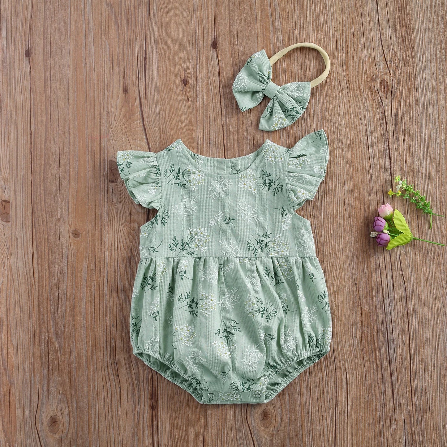 Neugeborenen Baby Mädchen Strampler Rüschen Baumwolle Baby Mädchen Kleidung Frühling Sommer Druck Overalls 2pc Outfits Sunsuit Baby Kleidung