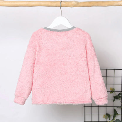 PatPat Kid Girl Süßes Colorblock Fleece Pullover Sweatshirt Weich und Bequem Perfekt für Ausflüge und den Alltag