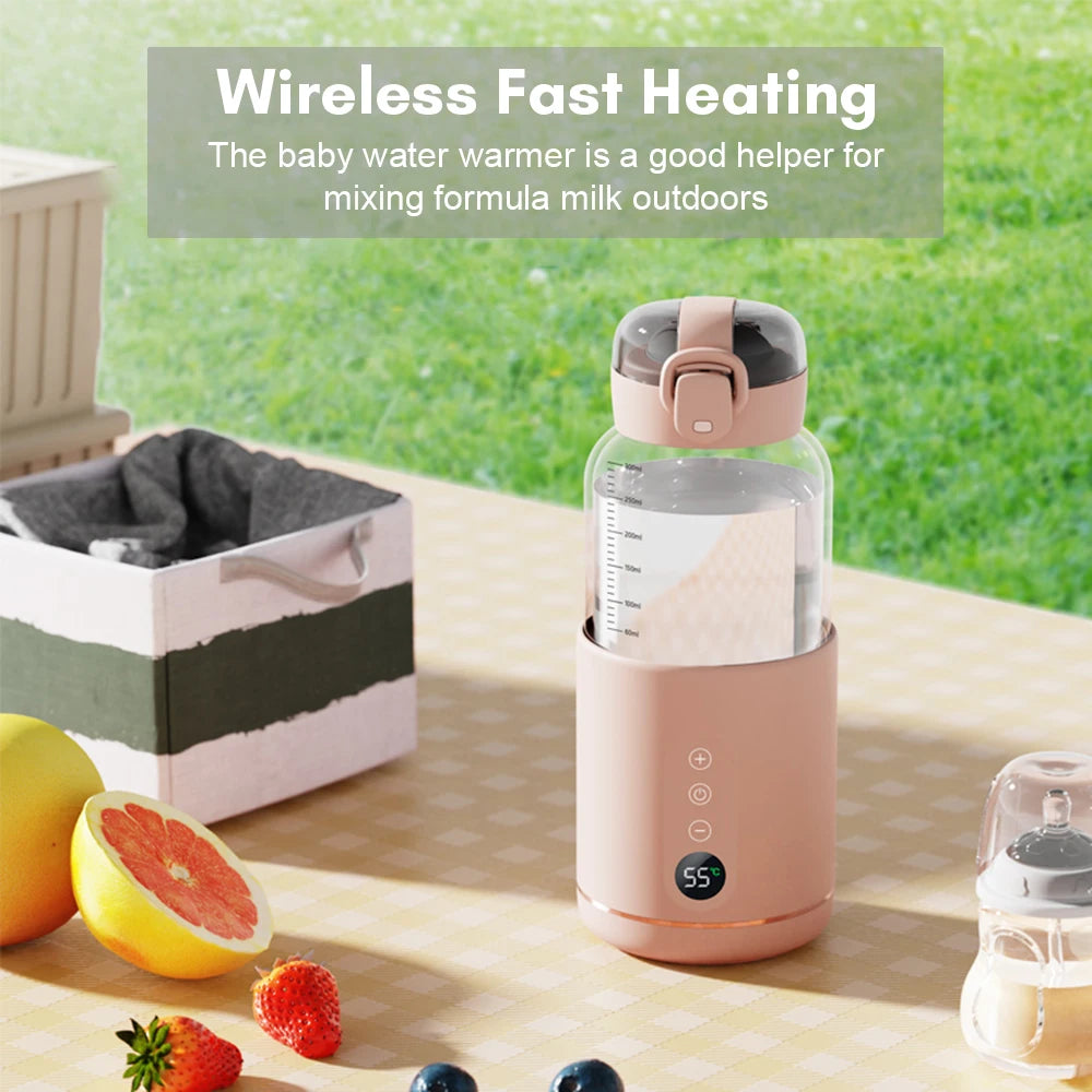 Portable Baby Milk Bottle Warmer USB Charge Temperature Adjustable & Display Wirelss Thermostat Electric Water Warmers Bottle