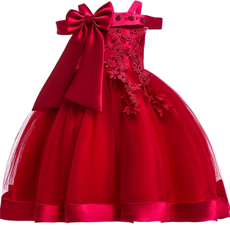 Green Christmas Princess Dress For Girl Children Costume Elegant Kids Wedding Birthday Prom Gown Bow Girls Party Dresses 3 10Y