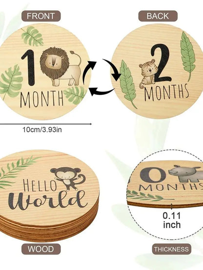 7PCS Newborn Photography Props Wooden Monthly Milestone Cards Baby Shower Gifts for Boys and Girls Photography Accessories