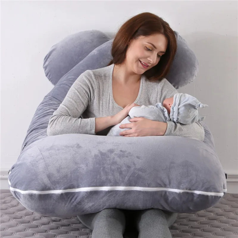 Pregnancy Body Pillow Multifunction Soft Crystal Velvet Side Lying Waist Support U-shaped Cushion Pregnant Women's Waist Pillow