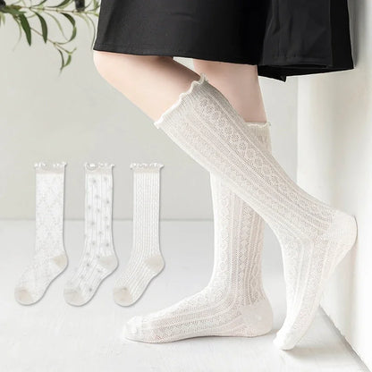 Koreanische Baby Kinder Mädchen Niedliche Socken Kinder Weiße Farbe Mesh Atmungsaktive Schuluniform Strümpfe Prinzessin Kniehohe Lange Socken