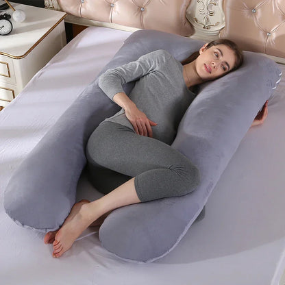 Pregnant Women's U-shaped Pillow Cotton Solid Color Pregnancy Pillow Nursing Pad Pregnant Women's Sleep Pillow Waist Hug Pad