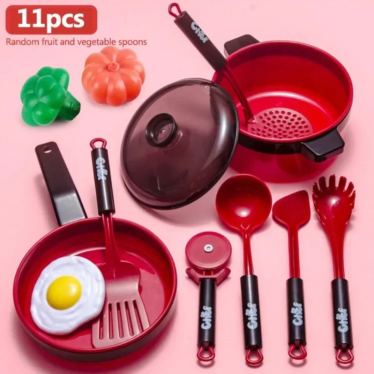 Children Kitchen Toys Simulation Kitchen Toys Set Cookware Fruits Cutting Kitchen Accessories Cooking Toys for Kids Girls Gifts