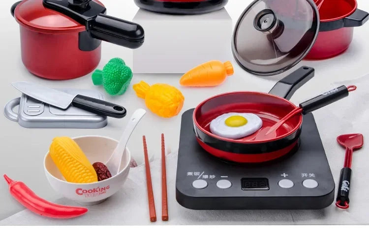 Children Kitchen Toys Simulation Kitchen Toys Set Cookware Fruits Cutting Kitchen Accessories Cooking Toys for Kids Girls Gifts